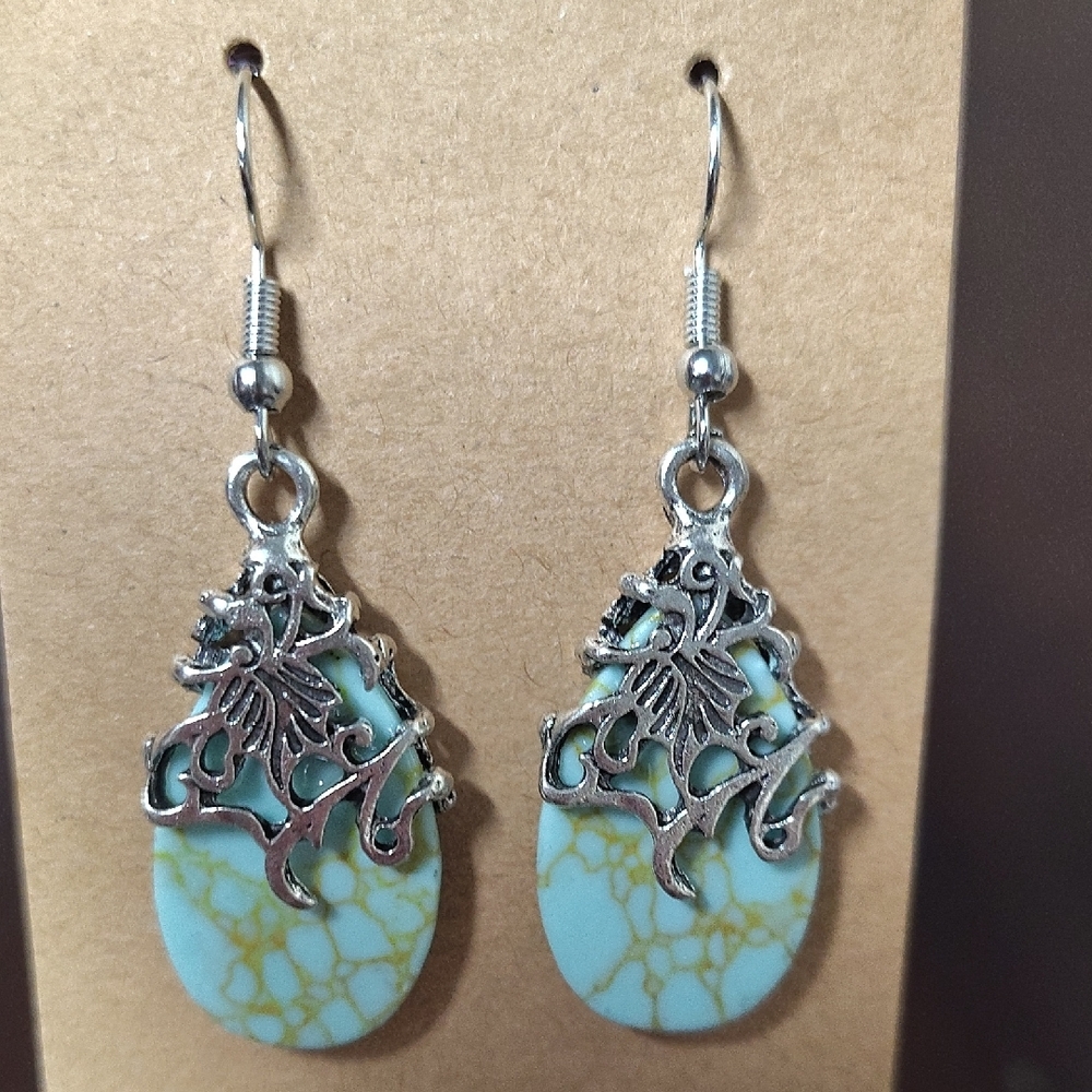 Silver and Turquoise Dangle Earrings